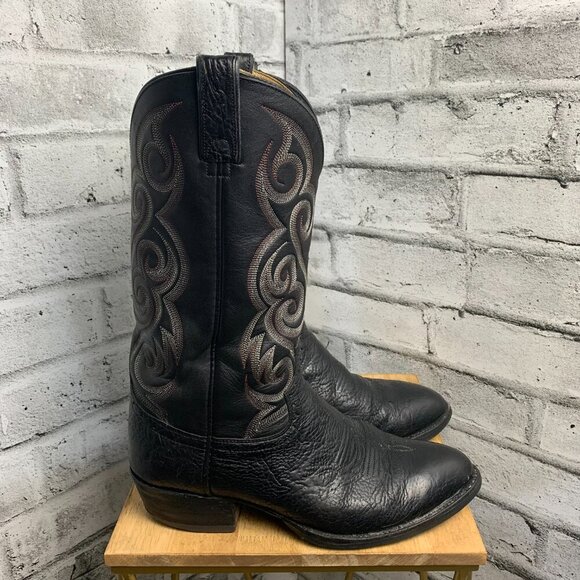 Vintage 90s WM. Moorby Black Leather Western Cowboy Boots - Picture 3 of 15